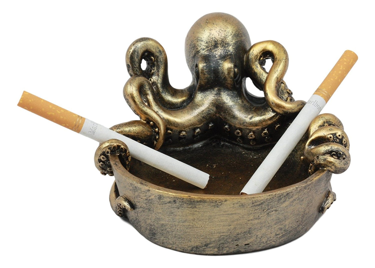 Ebros Sea Monster Kraken Giant Octopus Ashtray Figurine 5.5"W Nautical Ocean - Ebros Gift