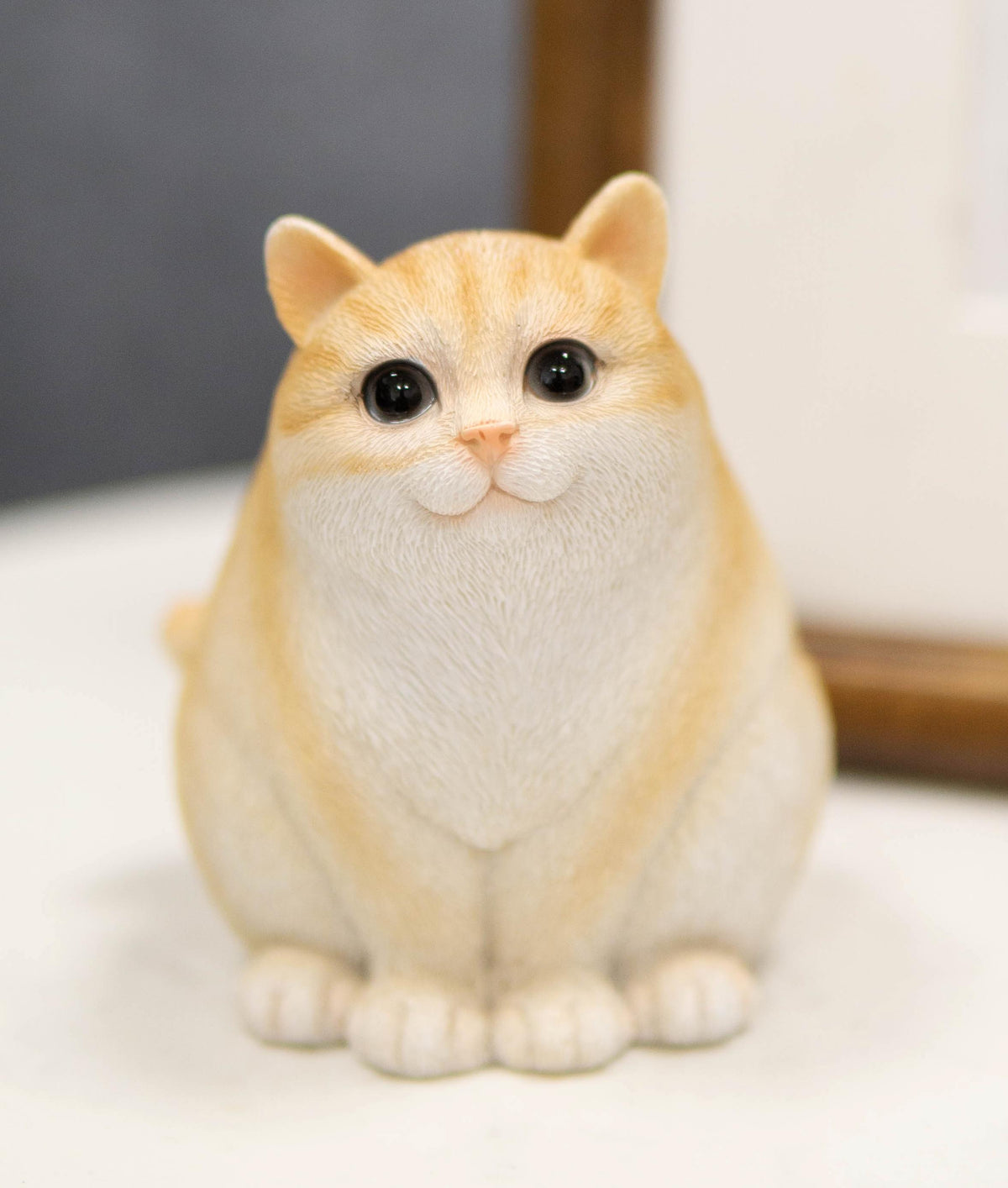 Adorable Feline Tabby Striped Fat Cat Kitten Figurine 4"H Miniature Lucky Cats