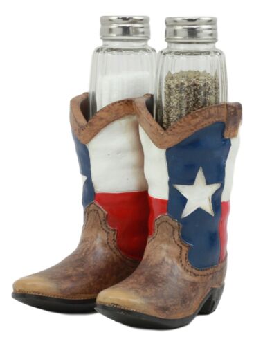 Ebros Western Cowboy Or Cowgirl Texas Flag Boots Salt and Pepper Shakers Set