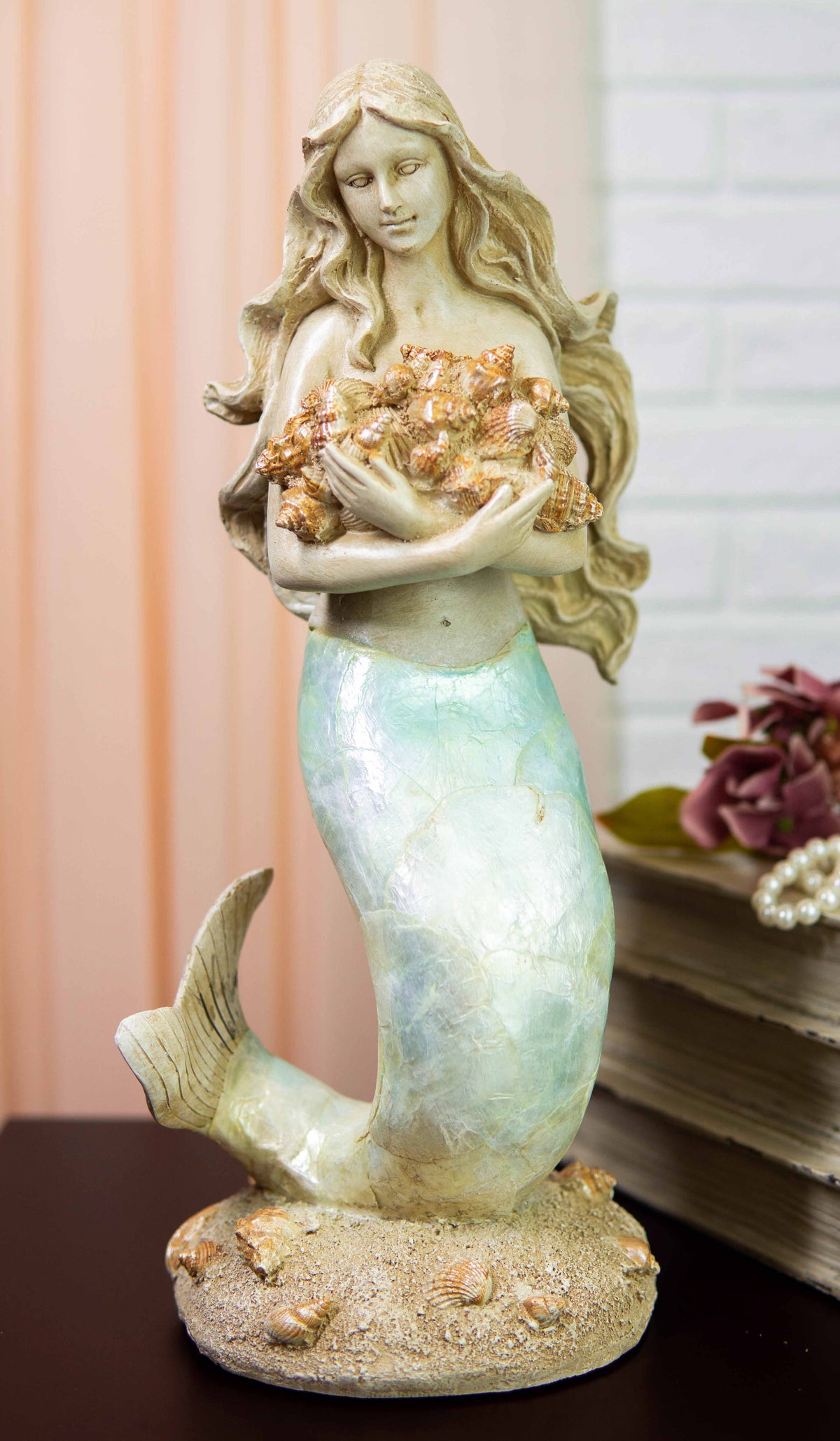 Ebros Large Ocean Mermaid Maiden Collecting Seashells Decor Figurine 14.75"H