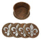 Rustic Western Tuscany Fleur De Lis Crown Coaster Holder & 4 Round Coasters Set