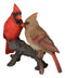 Northern Red And Brown Cardinal Male And Female Birds Couple On Branch Figurine