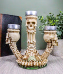 Ebros Trio Ossuary Graveyard Skulls & Skeleton Bones Candelabra Candle holder