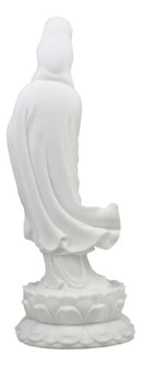 Water And Moon Bodhisattva Goddess Kuan Yin Standing On Lotus Statue 12.75"H