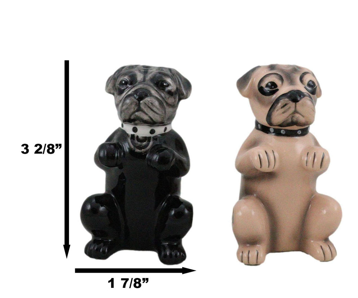 Adorable Black And Tan Begging Love Puppy Pugs Dogs Salt And Pepper Shakers Set