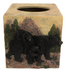 Rustic Black Mama Bear With Cubs Tissue Box Cover Holder