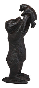 Ebros 16.25" High Aluminum Whimsical Black Momma Bear Lifting Her Cub Statue Rustic Wildlife Forest Western Cabin Decor Bears Family Bear Hugs and Kisses Figurine - Ebros Gift