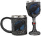 Ebros Moonlight Raven Crow With Celtic Tribal Tattoo Wine Goblet And Mug Set