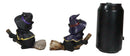 Halloween Black Cats With Witch Hat and Cape On Magical Broomstick Figurines Set