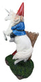 Ebros Toadstool Gnome Riding Unicorn Statue 14"Tall Alexander & Bucephalus Pose