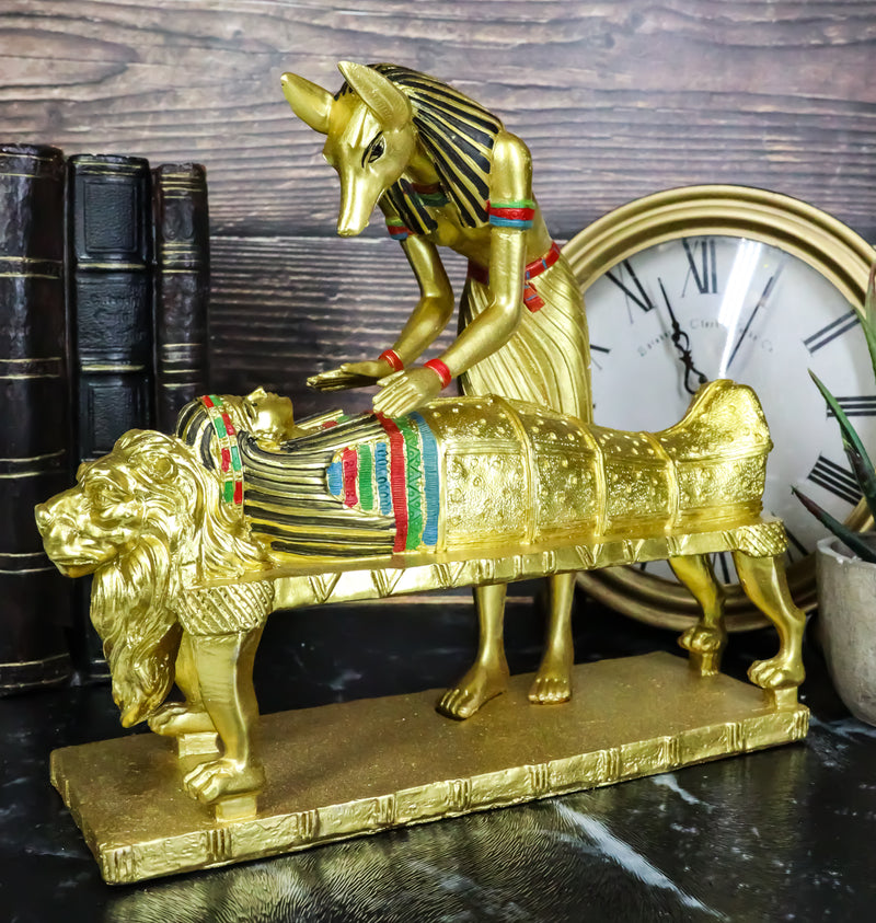 Ebros Egyptian God Of The Dead Golden Anubis Embalming Pharaoh Mummy Statue
