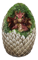 Red Thinker Baby Dragon In Faux Crystal Geode Scaly Egg LED Night Light Figurine