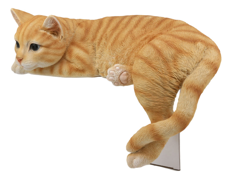 Lifelike Perching Orange Tabby Cat Shelf Sitter Statue 13.25"L Decor Cats Kitten