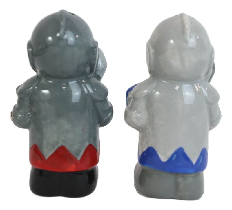 Ceramic Medieval Suit Of Armor Crusader Knights Salt Pepper Shakers Figurine Set