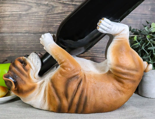 Ebros British Bulldog Canine Dog 10.25" Long Wine Bottle Holder Caddy
