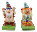 Free Spirit Hippie Mr Gnome And Flower Child Lady Gnomes Salt Pepper Shakers Set