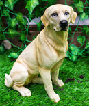 Sitting Adorable Yellow Labrador Retriever Statue 8.5"H Golden Retriever Dog