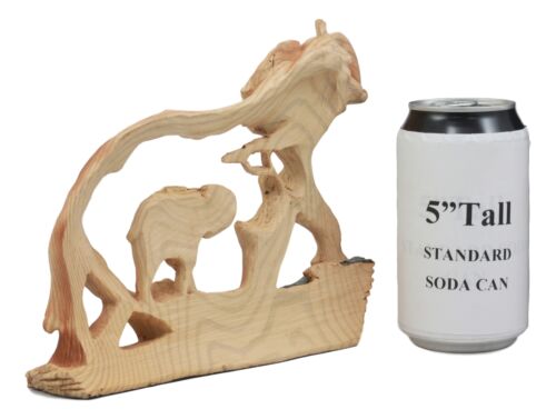Ebros Elephant and Baby Walking in The Jungle Statue 9" Long Faux Wood Resin Wildlife Safari Elephant Family Scene Figurine - Ebros Gift