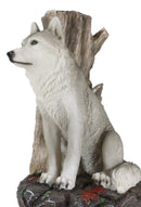 Woodlands Lone Gray Wolf Greetings Figurine Solar LED Light Lantern Welcome Lamp