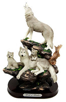 Ebros Gift Moon Howling Timberwolves Wolf Pack Family Decorative Figurine 8.5"H