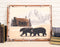 Rustic Western Black Bears By Mountain Cabin Wood Frame Canvas Wall Art 19"X15"