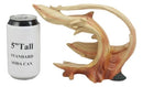 Swimming Dolphin Family Statue 8"Long Faux Wood Resin Three Bottlenose Dolphins