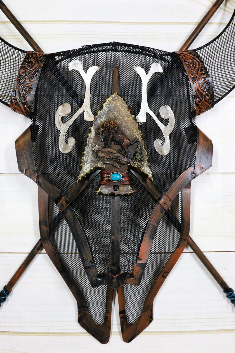 Western Dreamcatcher Indian Warpath Bull Bison Skull Crossed Arrows Wall Decor