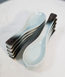 Pack Of 10 Artistic Designer Blue Black Ombre Ceramic Ladle Hook Soup Spoons