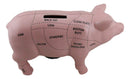 Small Ceramic Country Farmhouse Pig Swine Pork Butcher Chart Piggy Coin Bank Jar