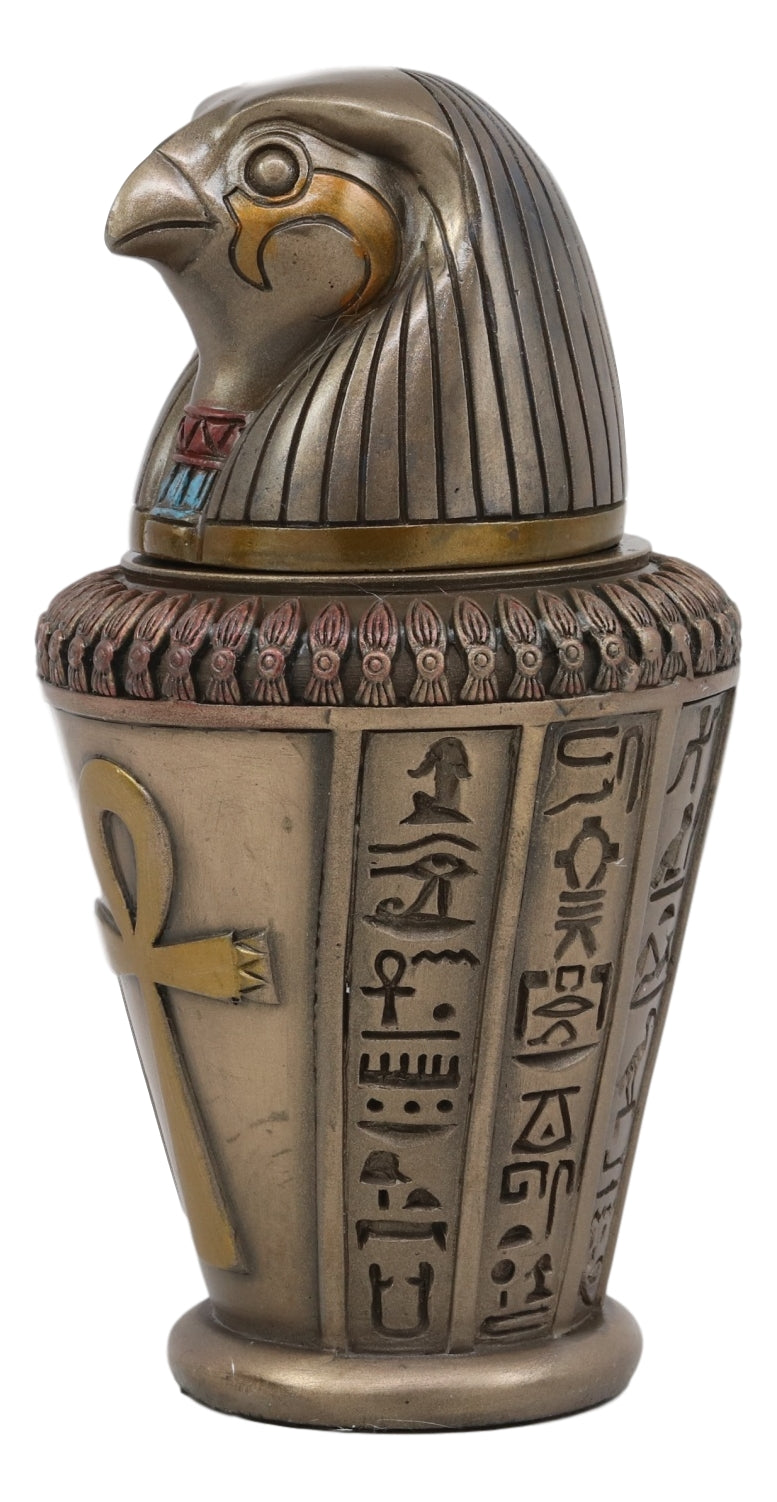 Ebros Ancient Egypt Gods and Deities Qebehsenuef Canopic Jar Urn Statue 5.75"H