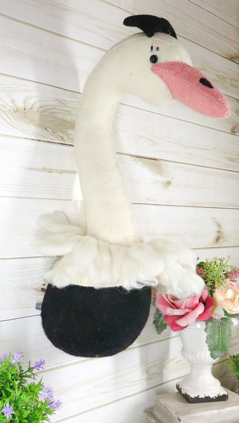 Ebros Fiona Walker England Handmade Organic Girl Ostrich Head Wall Decor Large 24"H