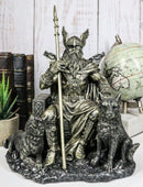 Ebros Gift Norse Viking Mythology Odin The Alfather Sitting On A Throne with Two Wolf Dogs Statue Norselandic Folklore Thor Ragnarok Trilogy Wotan Decorative Figurine 10.5" High