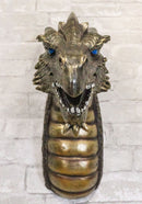 Large Sculptural Golden Warlock Drake Leviathan Saurian Devil Dragon Wall Decor