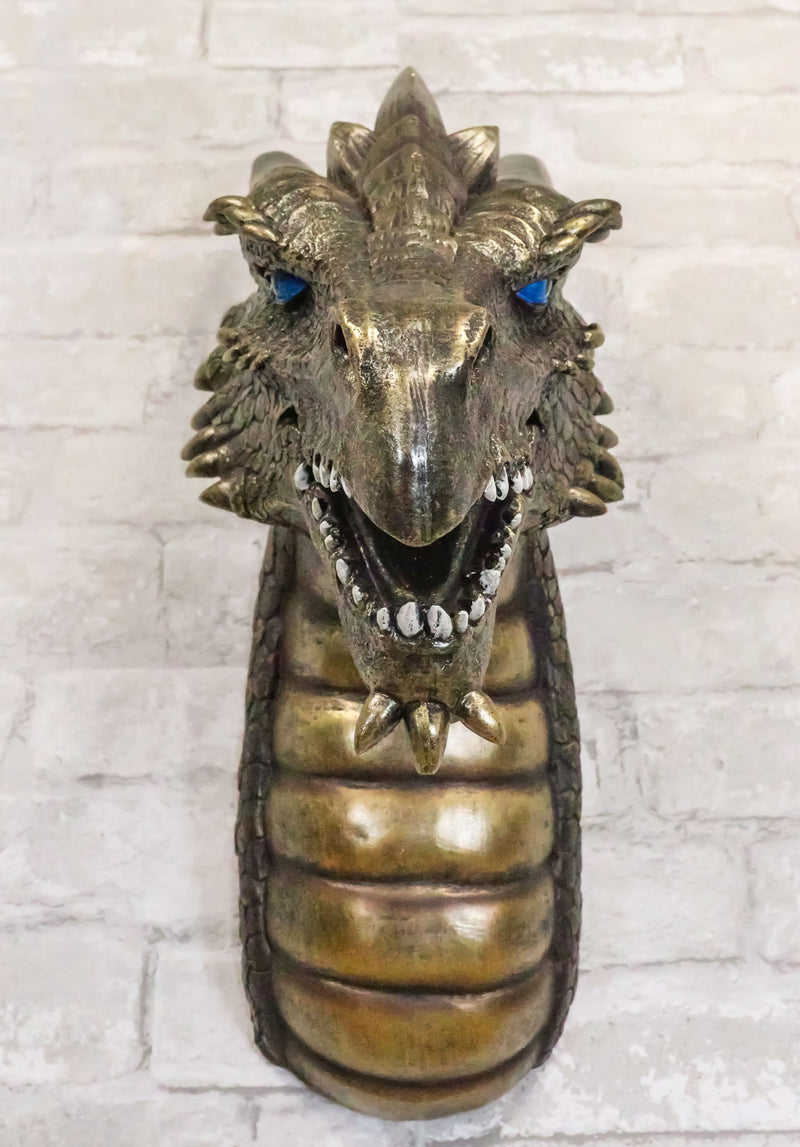 Large Sculptural Golden Warlock Drake Leviathan Saurian Devil Dragon Wall Decor