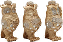 Ebros Golden See Hear Speak No Evil 3 Wise Owls with Royal Crowns and Crystals Figurine Decor Set Wisdom of The Woods Wise Great Horned Owls Collectible Statues