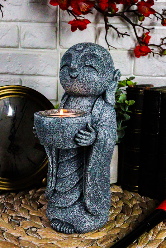 Ebros Feng Shui Zen Buddha Japanese Jizo Monk Tea Light Votive Candle Holder Figurine - Ebros Gift