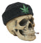 Ebros Smoking Human Skull with Leaf Beanie Hat Ashtray Jewelry Box 6.5" Long