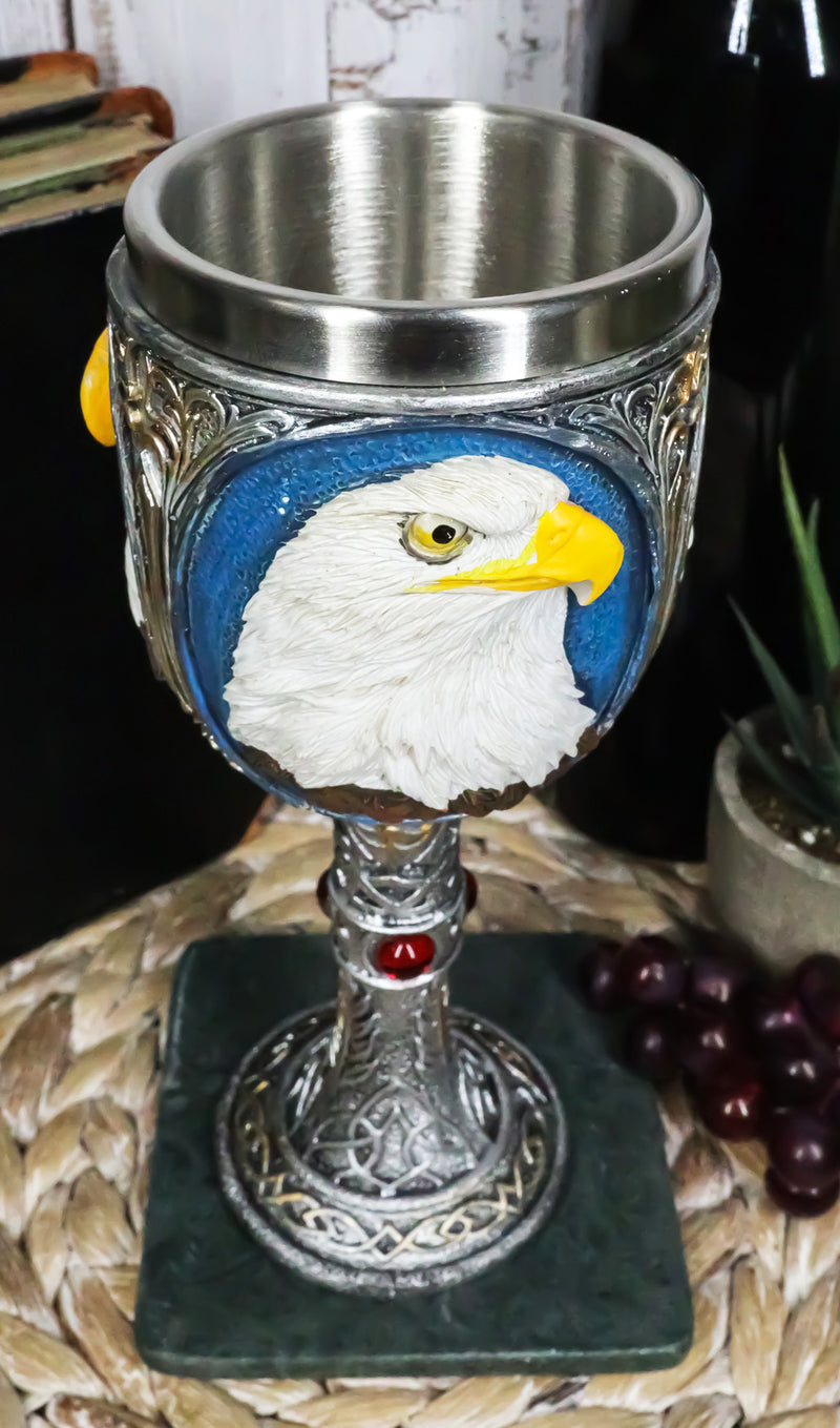 Patriotic Wildlife Majestic American Bald Eagle Celtic Knot Wine Goblet Chalice