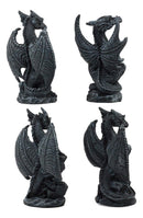 Ebros Faux Stone Fantasy Sentinel Guardian Dragons Statue Set Of 4 Dragon Miniature