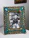 Rustic Western Turquoise Teardrop Gems Scrollwork Patterns 6X4 Picture Frame