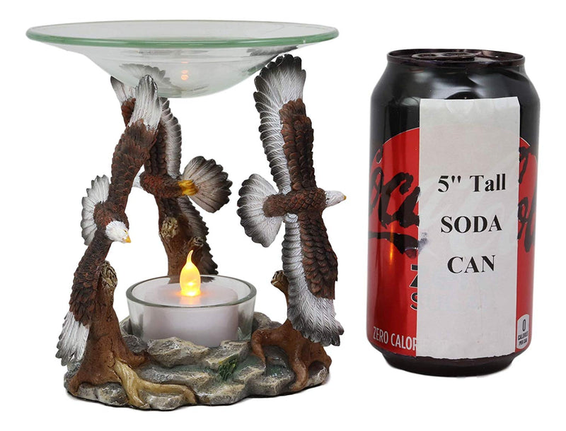 Ebros King Of The Sky Soaring Trinity Bald Eagles Oil Wax Warmer Candle Holder Statue