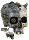 Ebros Steampunk Horned Demon Cyborg Skull Jewelry Box Statue Robotic Bone Devil
