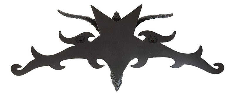 Ebros Large 34" Wide Goat of Mendes Baphomet Head with Pentagram Star and Hell Fire Wings Wall Decor Plaque Entrance Overdoor Pediment Door Hanger 3D Wall Art Horned God
