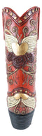 Western Country Angel Wings Heart Roses Scrollwork Cowgirl Red Boot Flower Vase