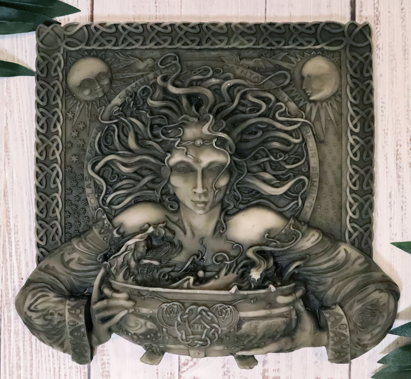Celtic Goddess of Rebirth Cerridwen With Magical Potions Cauldron Wall Decor
