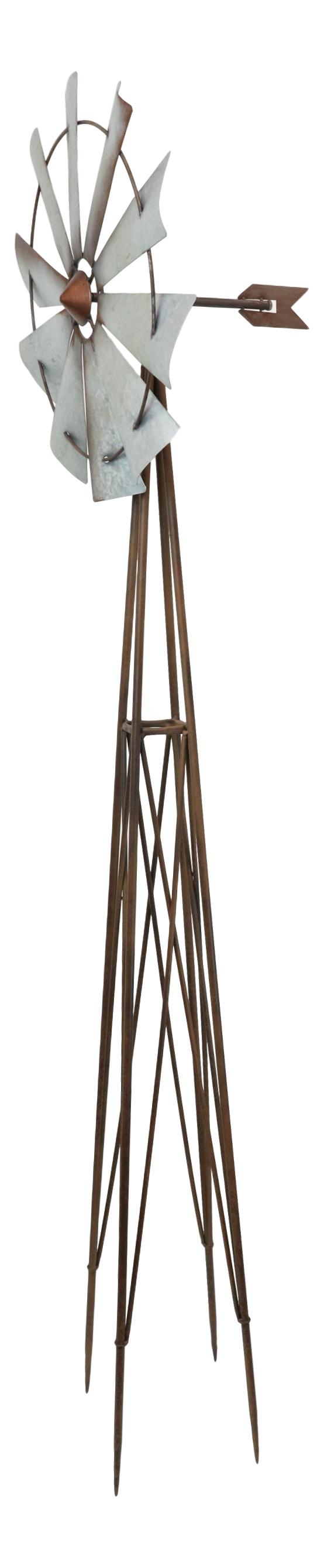 81"H Oversized Rustic Western Country Farm Windmill Outpost Galvanized Metal