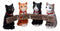 Colorful Feisty Cats Figurine Set 4"H Feline Cats And Kittens Wearing Tag Signs