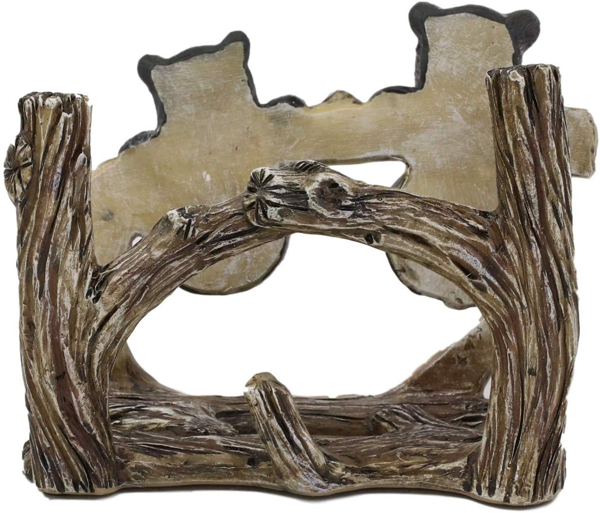 Ebros Rustic Forest 2 Black Bear Cubs Hanging On Tree Branch Napkin Holder