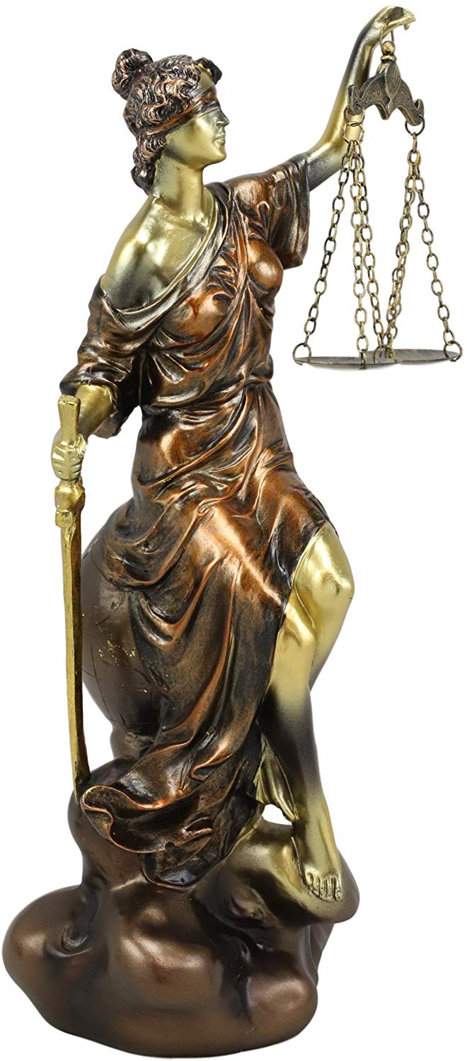 Ebros Greek Blind Lady Of Justice La Justica Sitting On Globe Figurine 13.25"H - Ebros Gift