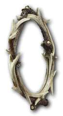 27"H Western Rustic Hunters Stag Deer Antlers Rack Oval Wall Mirror Decor Plaque - Ebros Gift